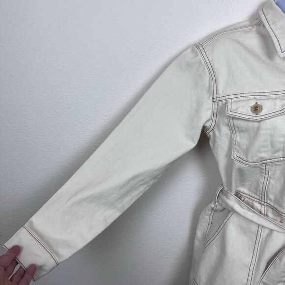 Rhythm Romper Womens Medium Sinclair Denim Boiler Suit Romper Utility Cream - Picture 5 of 13